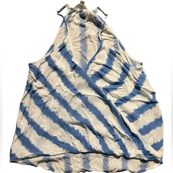 Market & Spruce Tops - Market & Spruce Blue and White Wrap Tank Top